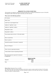 Request to Access Court File Form - Queensland, Australia