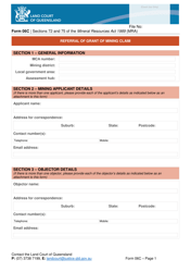 Form 06C Referral of Grant of Mining Claim - Queensland, Australia