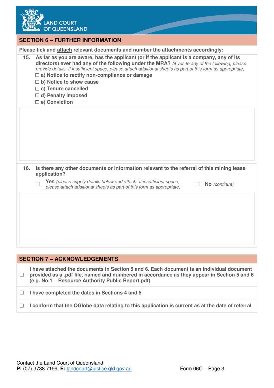 Form 06C Referral of Grant of Mining Claim - Queensland, Australia, Page 3