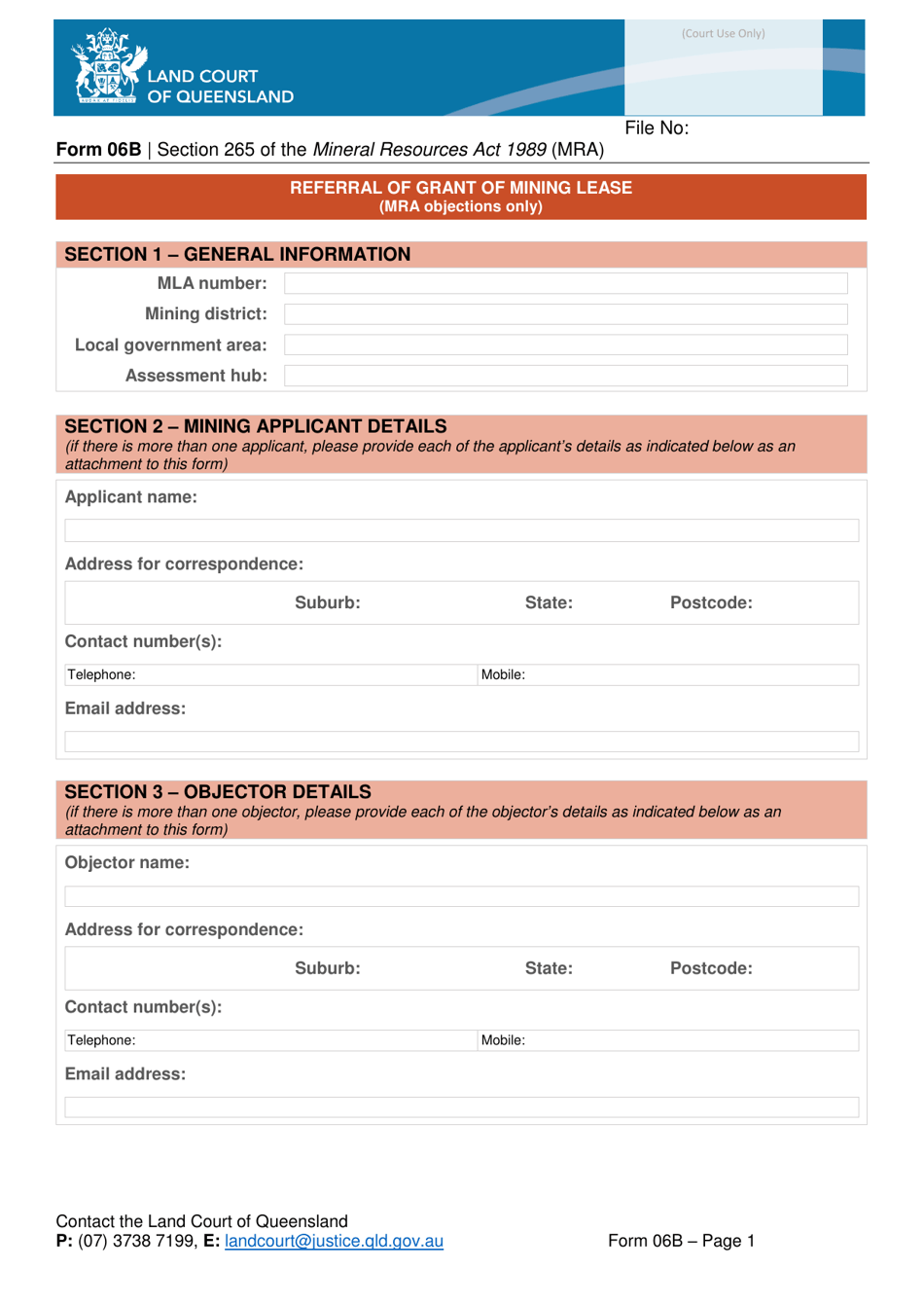 Form 06B - Fill Out, Sign Online and Download Fillable PDF, Queensland ...