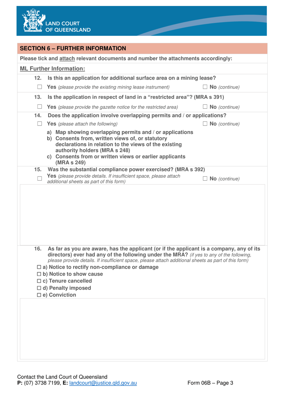 Form 06B Referral of Grant of Mining Lease - Queensland, Australia, Page 3
