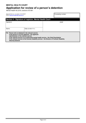 Form 8 Application for Review of a Person&#039;s Detention - Queensland, Australia, Page 2