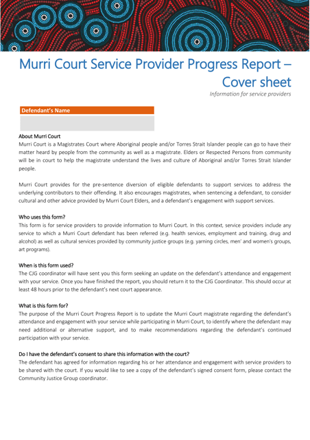 Murri Court Service Provider Progress Report - Queensland, Australia