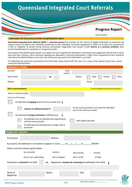 Qicr Progress Report - Queensland, Australia