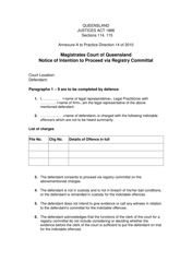 Document preview: Annexure A Notice of Intention to Proceed via Registry Committal - Queensland, Australia