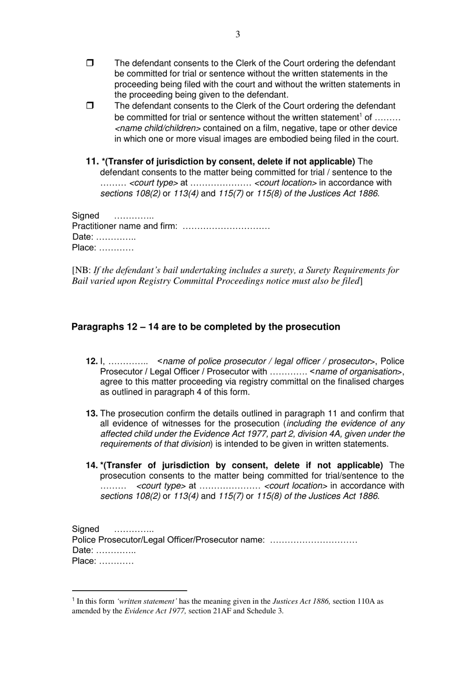 notice of intention to proceed via registry committal