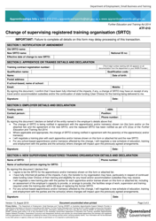 Form ATF-010 Change of Supervising Registered Training Organisation (Srto) - Queensland, Australia, Page 2