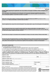 Form ATF-051 Change of Mode of Delivery Under a Training Plan (By One Party) - Queensland, Australia, Page 2