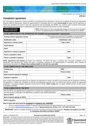 Document preview: Form ATF-011 Completion Agreement - Queensland, Australia