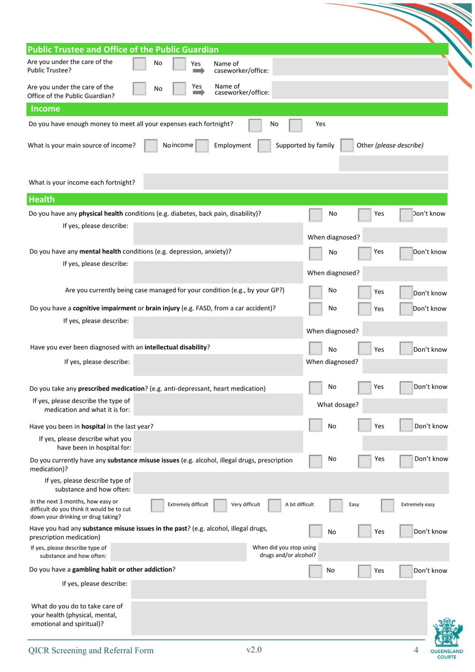 Qicr Screening and Referral Form - Queensland, Australia, Page 4