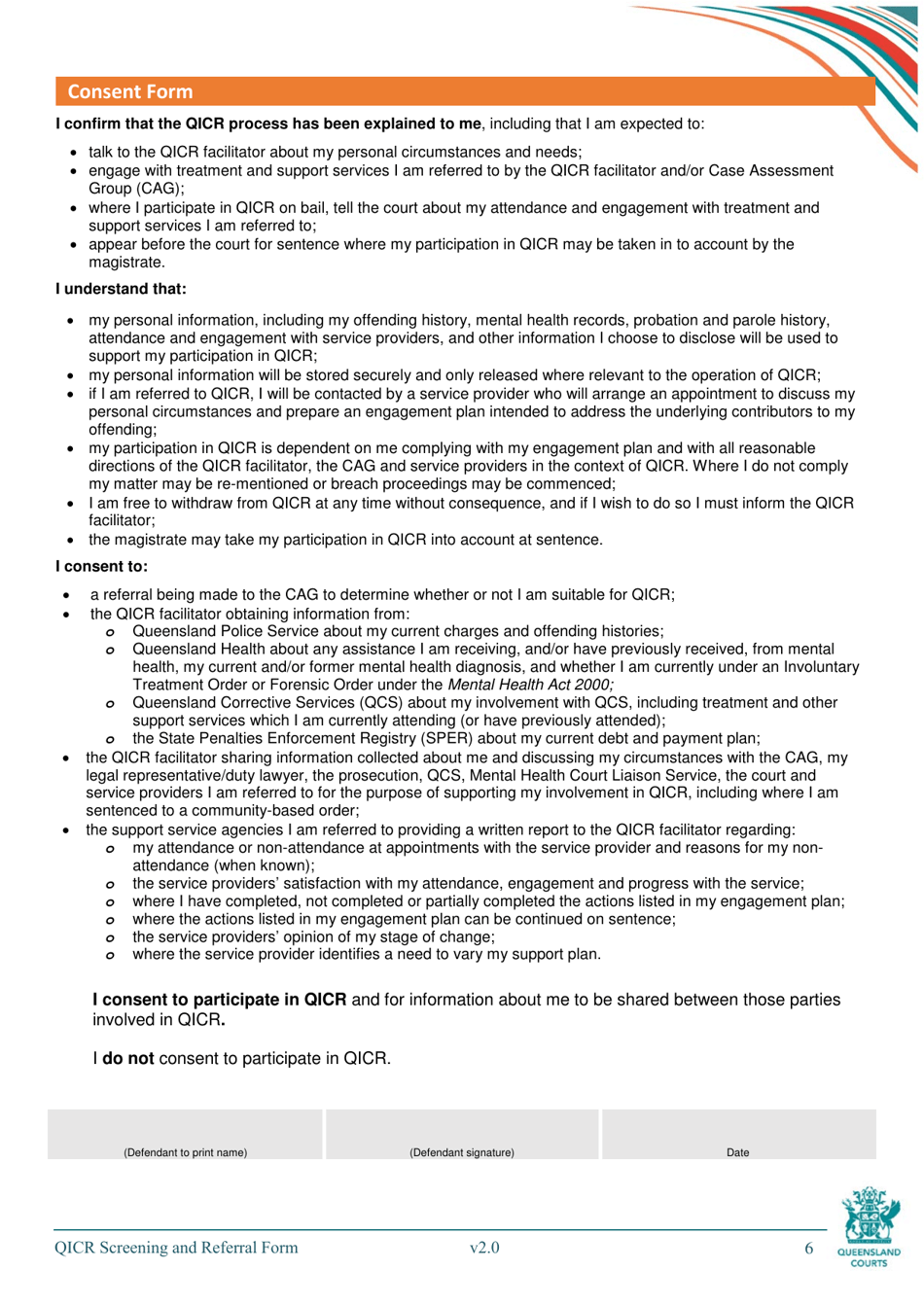 Qicr Screening and Referral Form - Queensland, Australia, Page 6
