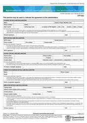 Form ATF-023 Education, Training and Employment Schedule (Etes) for School-Based Apprenticeships and Traineeships (Sats) - Queensland, Australia, Page 2