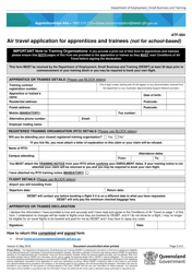 Form ATF-004 Air Travel Application for Apprentices and Trainees (Not for School-Based) - Queensland, Australia, Page 2