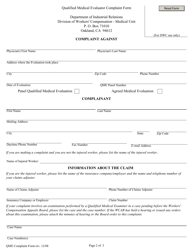 Qualified Medical Evaluator Complaint Form - California, Page 2