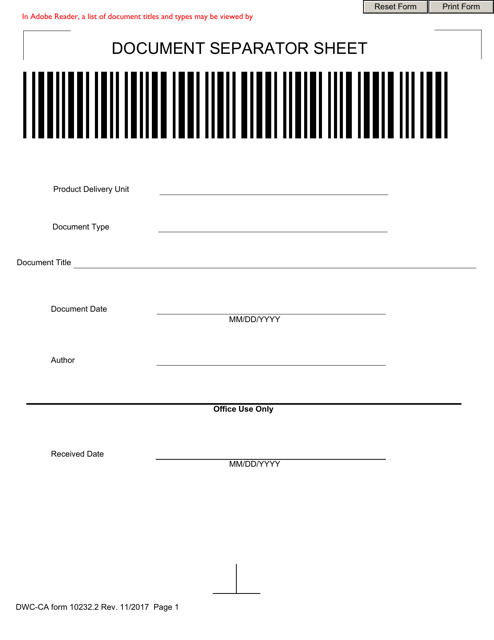 DWC-CA Form 10232.2  Printable Pdf