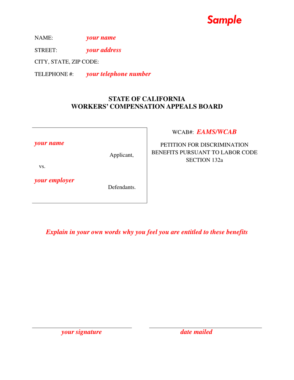 Form IA7 How to File a Petition for Discrimination (Labor Code Section 132a) - California, Page 8