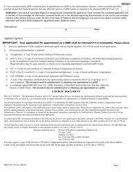 QME Form 100 Application for Appointment as Qualified Medical Evaluator - California, Page 3