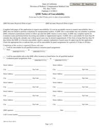 Document preview: QME Form 109 Qme Notice of Unavailability - California