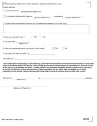 Form DWC / UEF50 Application for Discretionary Payments From the Uninsured Employers&#039; Fund - California, Page 2
