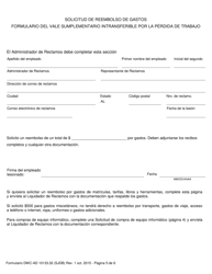 Formulario DWC-AD10133.32 Formulario De Vale Suplementario Intransferible Por Perdida Del Trabajo Debido a Lesiones Sufridas El 1 De Enero De 2013 O Posteriormente - California (Spanish), Page 5