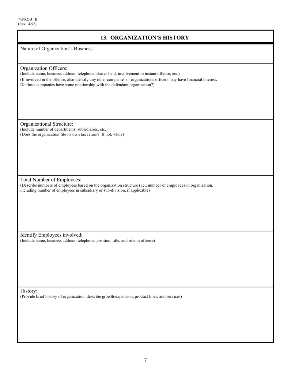 Form PROB1B Questions for Organizational Defendants, Page 7