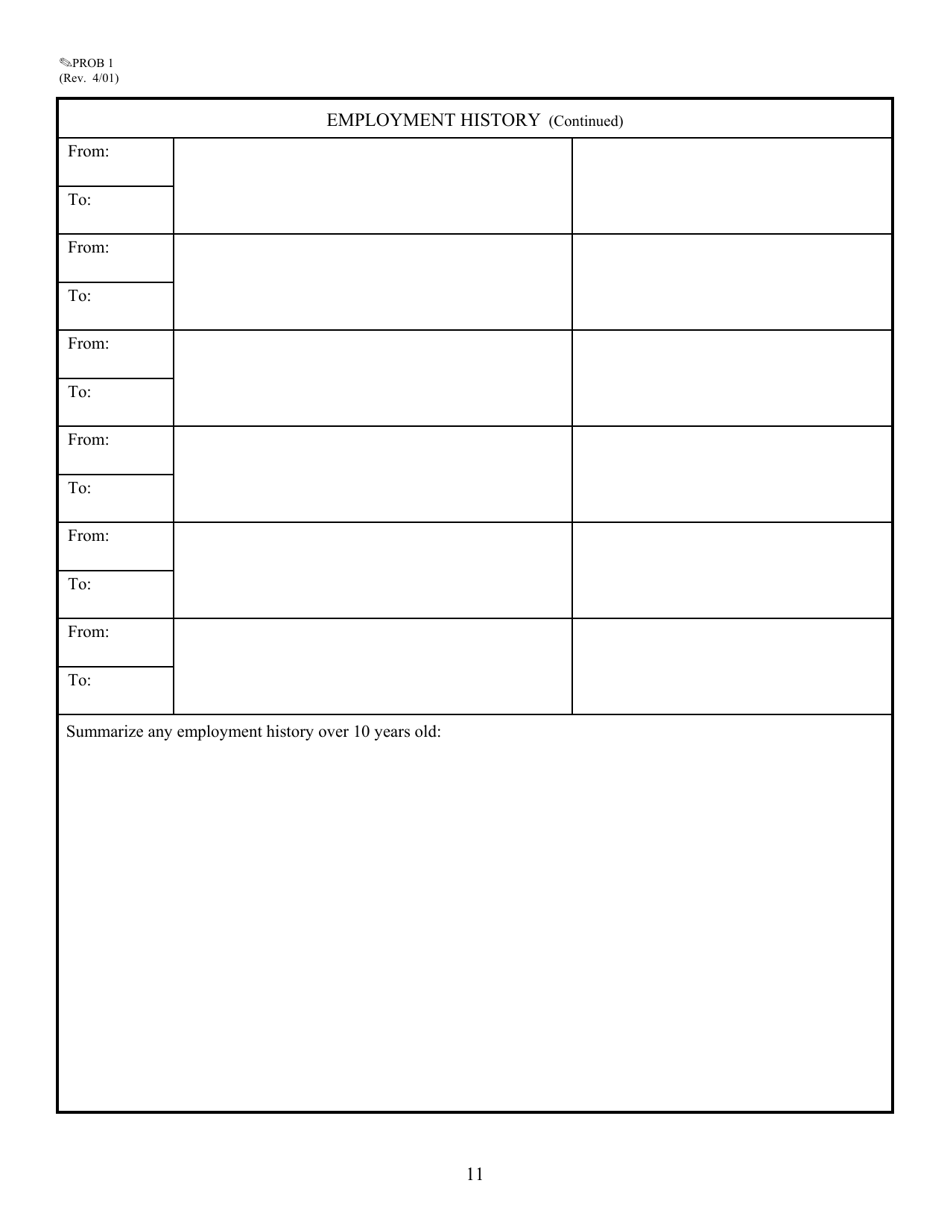 Form PROB1 Worksheet for Presentence Report, Page 11