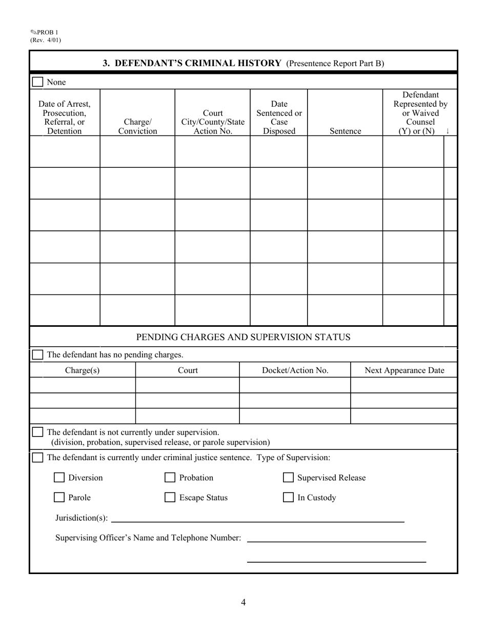 Form PROB1 Worksheet for Presentence Report, Page 4