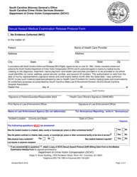 Document preview: Sexual Assault Medical Examination Release Protocol Form - South Carolina