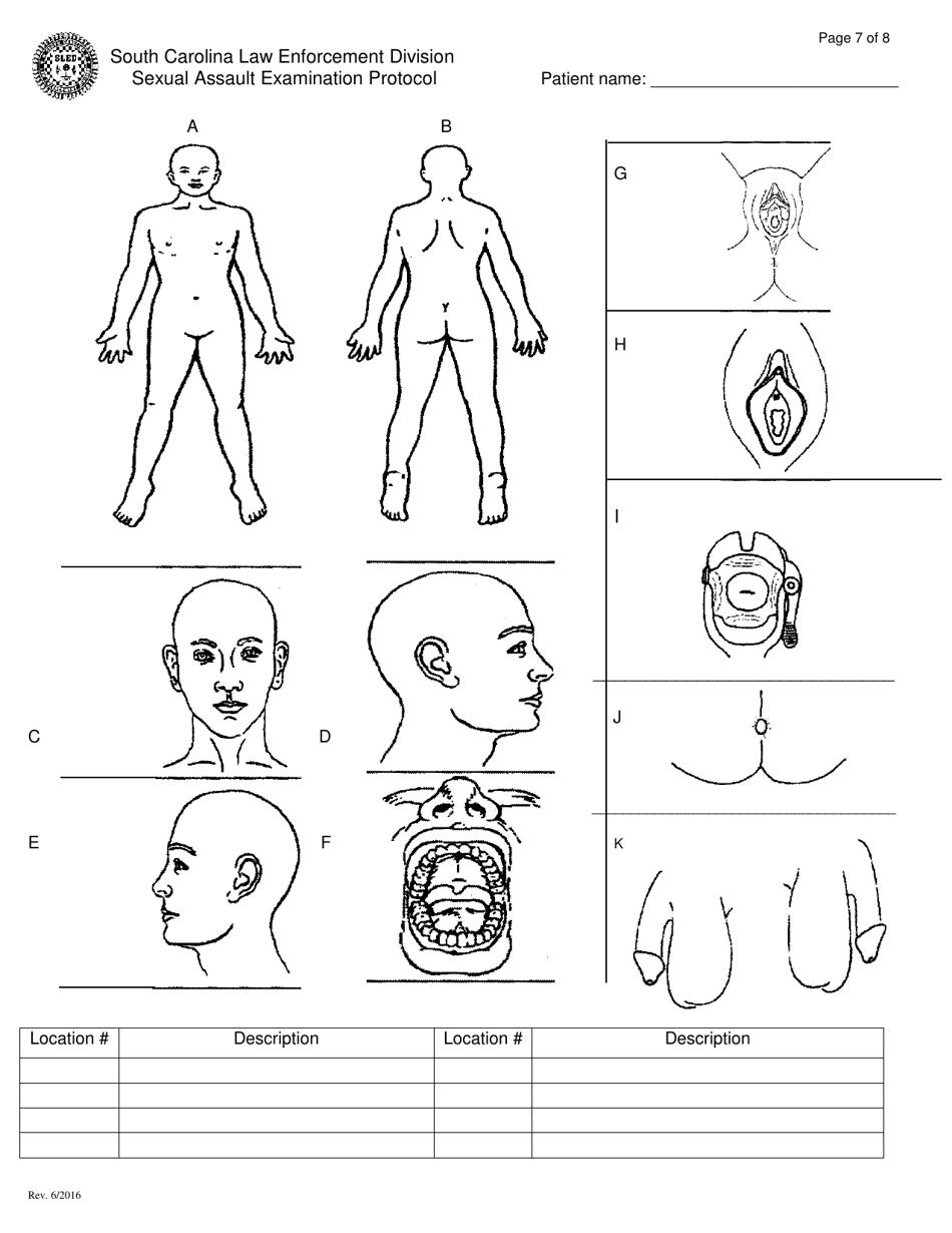 Sexual Assault Examination Protocol - South Carolina, Page 7