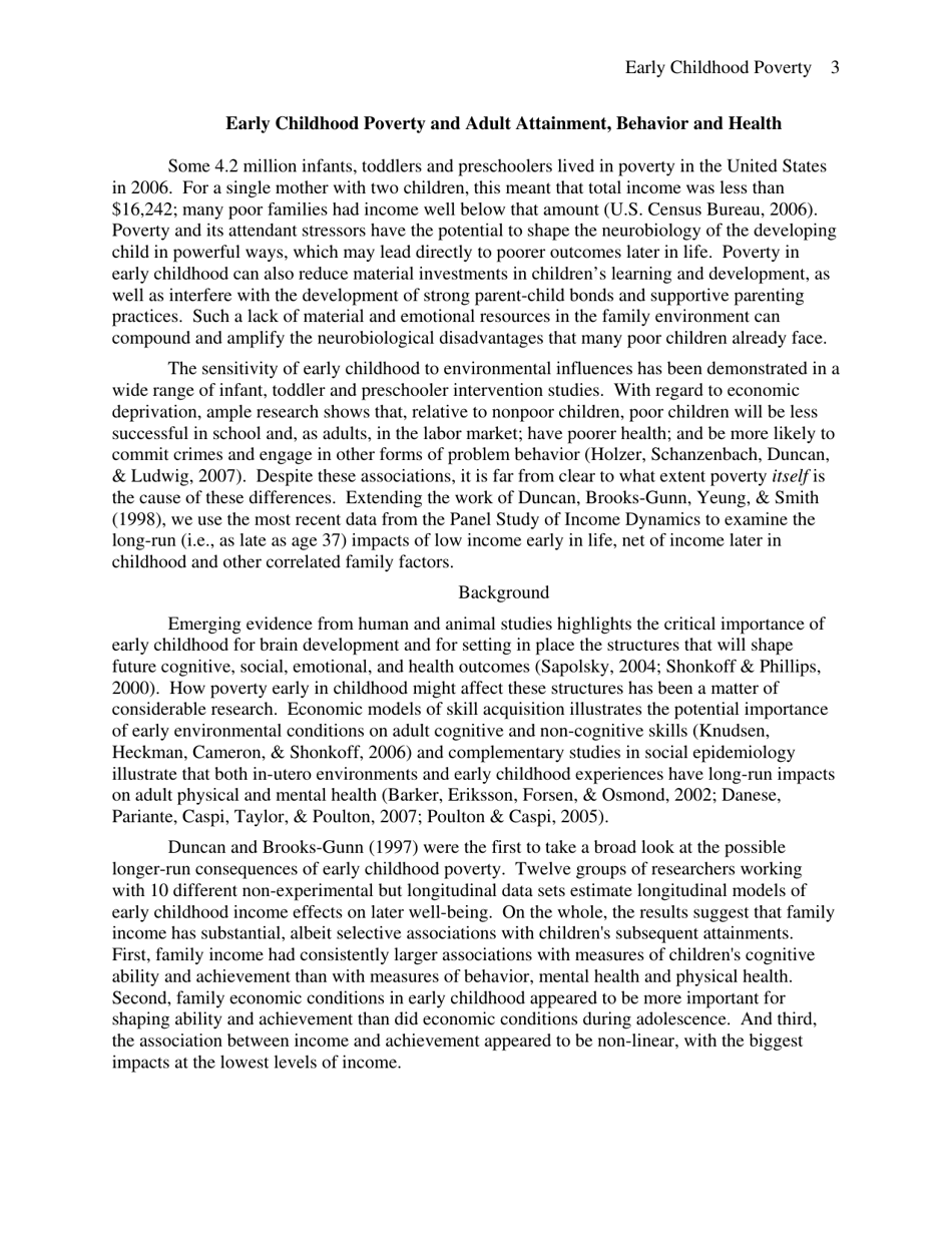Early Childhood Poverty and Adult Attainment, Behavior and Health - University of Chicago, Page 3