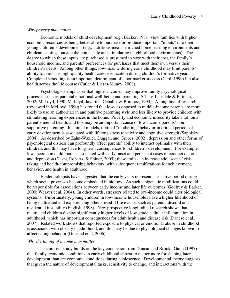 Early Childhood Poverty and Adult Attainment, Behavior and Health - University of Chicago, Page 4