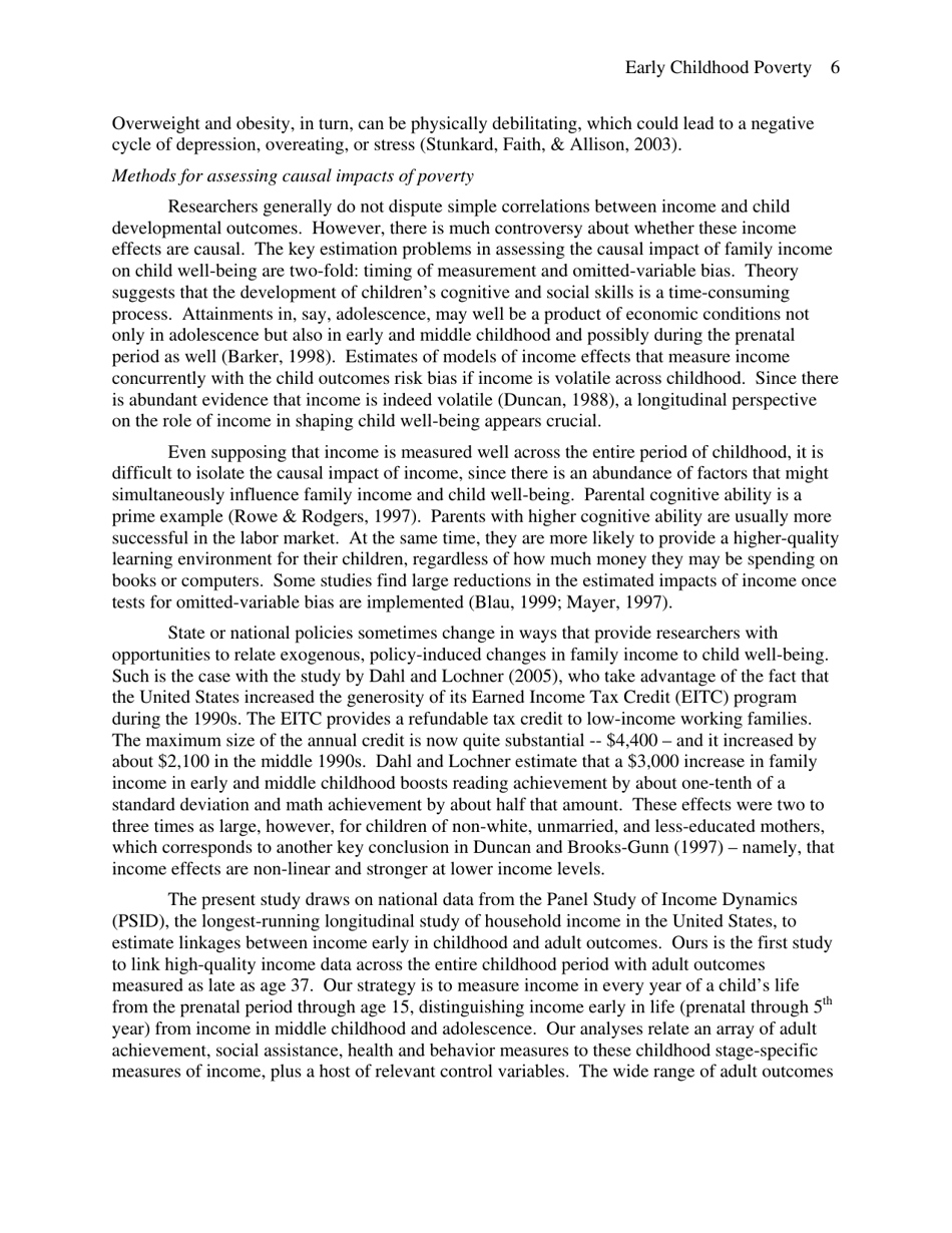 Early Childhood Poverty and Adult Attainment, Behavior and Health - University of Chicago, Page 6