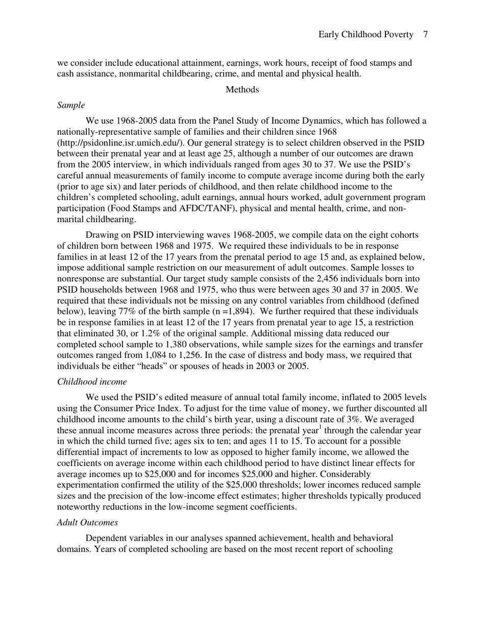 Early Childhood Poverty and Adult Attainment, Behavior and Health - University of Chicago, Page 7