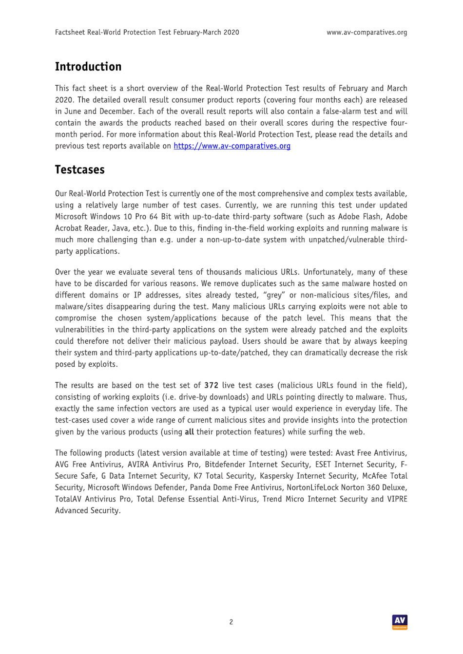 Factsheet Real-World Protection Test - Consumer Products, Page 2