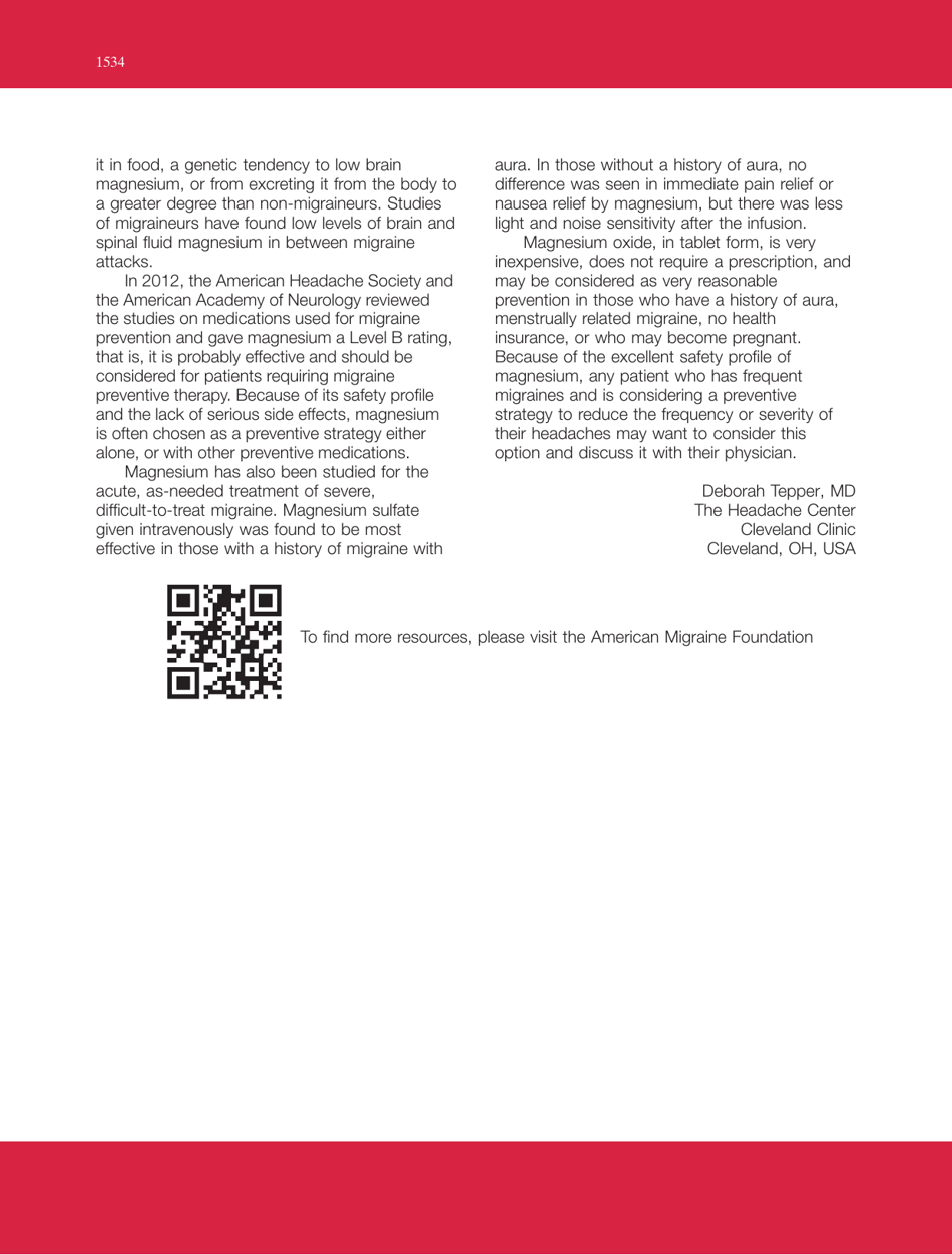 Headache Toolbox: Magnesium - American Headache Society, Page 2