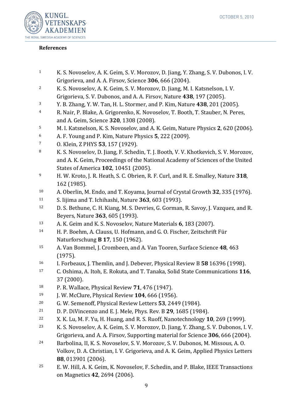 Scientific Background on the Nobel Prize in Physics 2010 - the Royal Swedish Academy of Sciences, Page 10