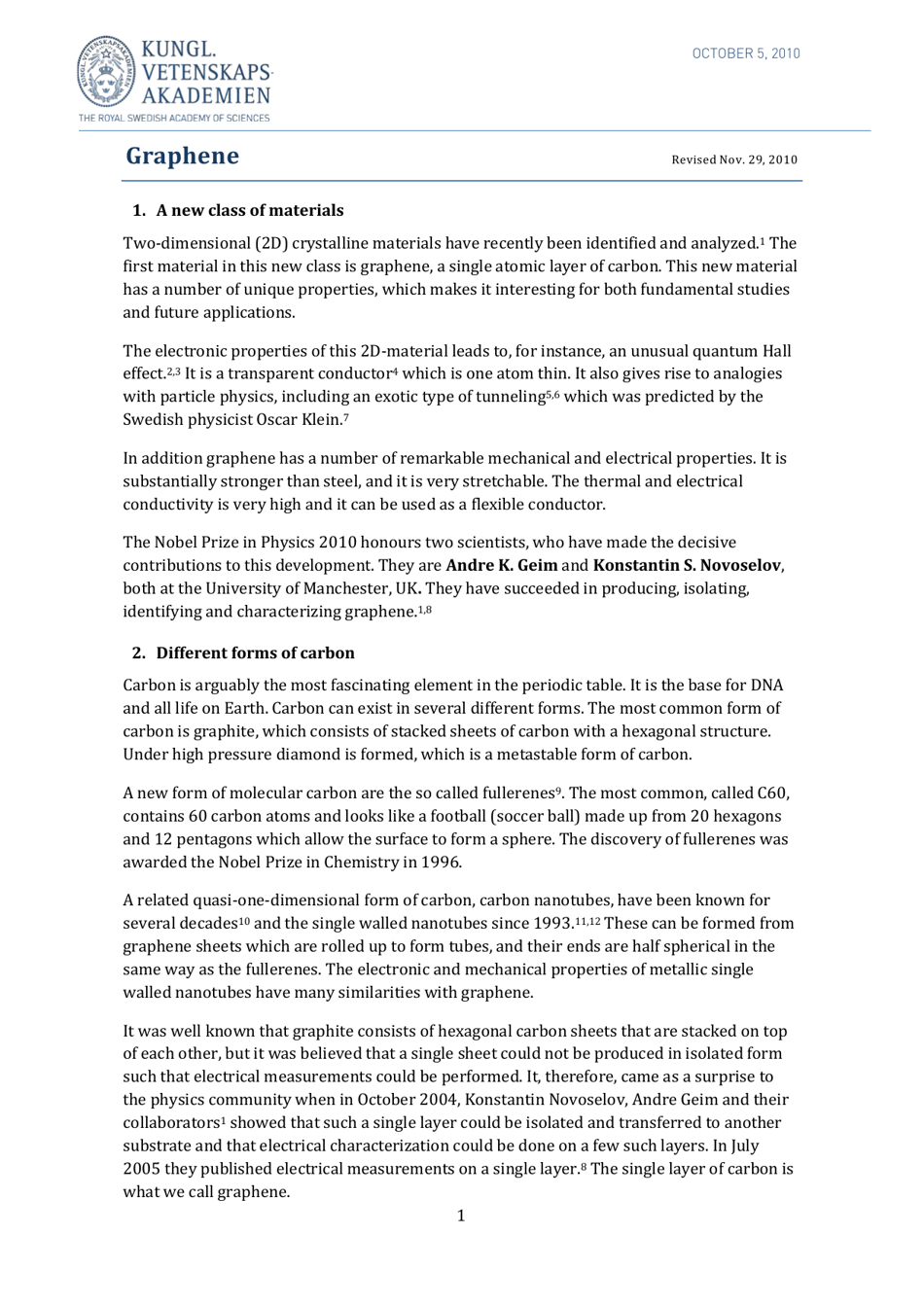 Scientific Background on the Nobel Prize in Physics 2010 - the Royal Swedish Academy of Sciences, Page 2