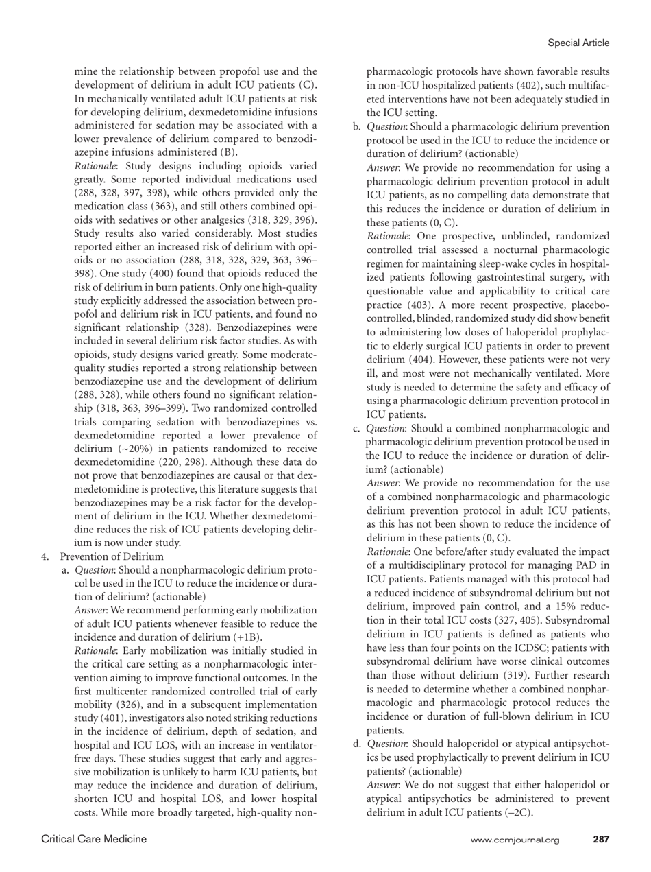 Clinical Practice Guidelines for the Management of Pain, Agitation, and Delirium in Adult Patients in the Intensive Care Unit, Page 25