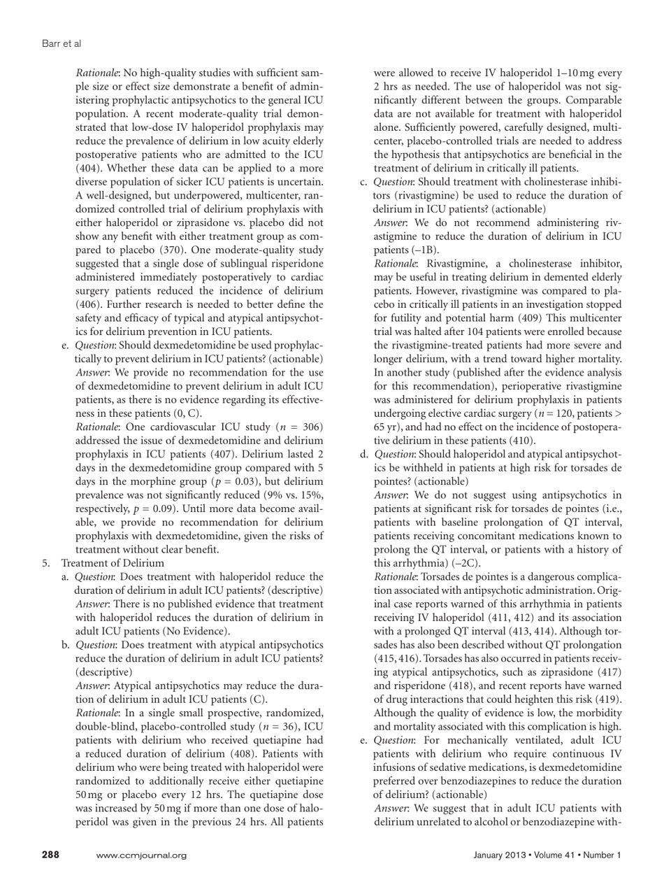 Clinical Practice Guidelines for the Management of Pain, Agitation, and Delirium in Adult Patients in the Intensive Care Unit, Page 26