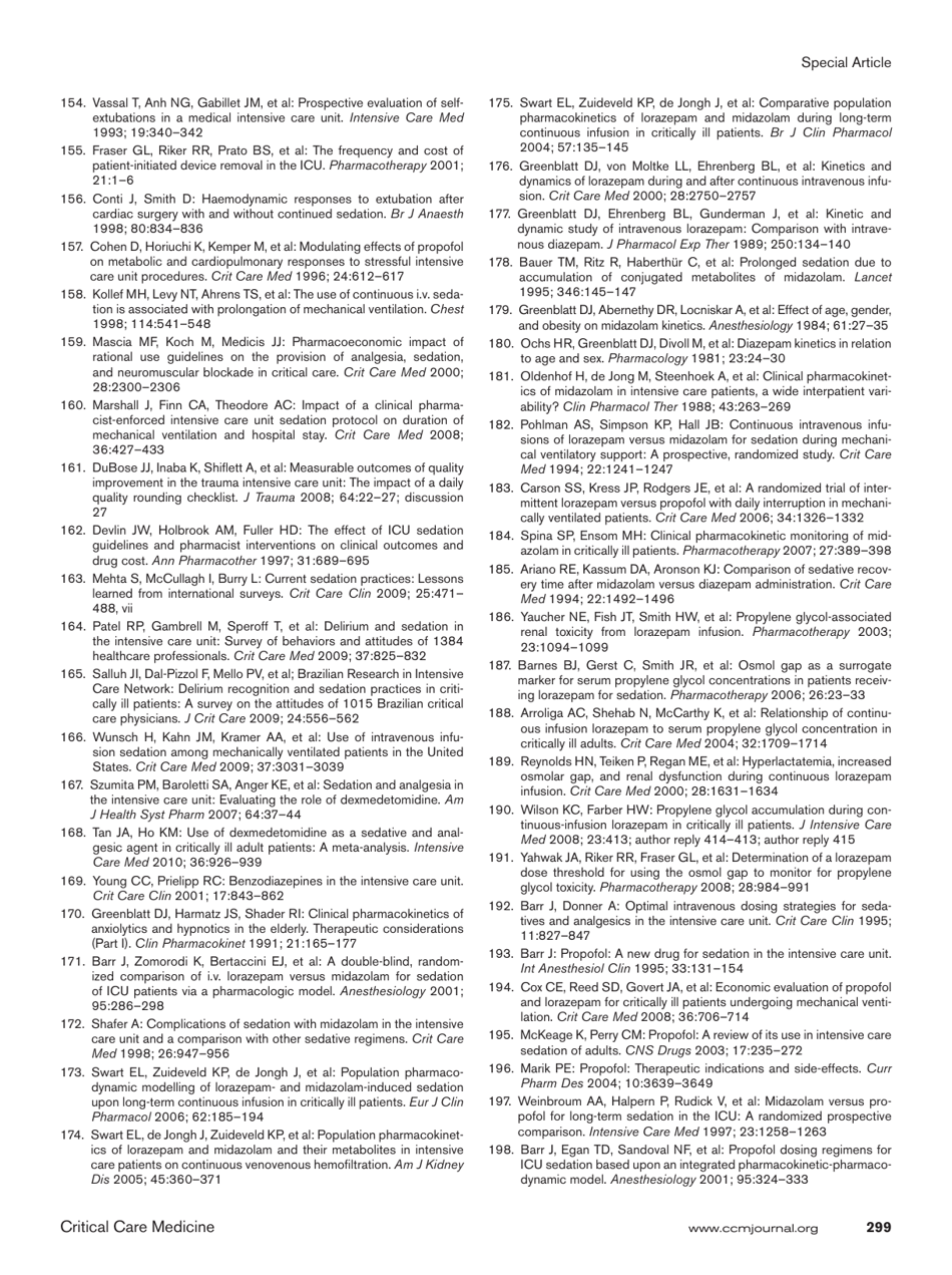 Clinical Practice Guidelines for the Management of Pain, Agitation, and Delirium in Adult Patients in the Intensive Care Unit, Page 37