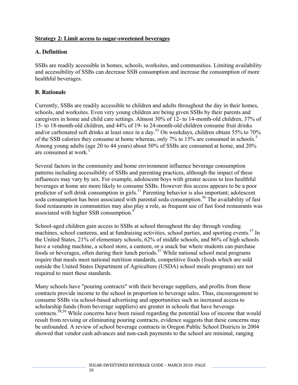 The CDC Guide to Strategies for Reducing the Consumption of Sugar-Sweetened Beverages, Page 10