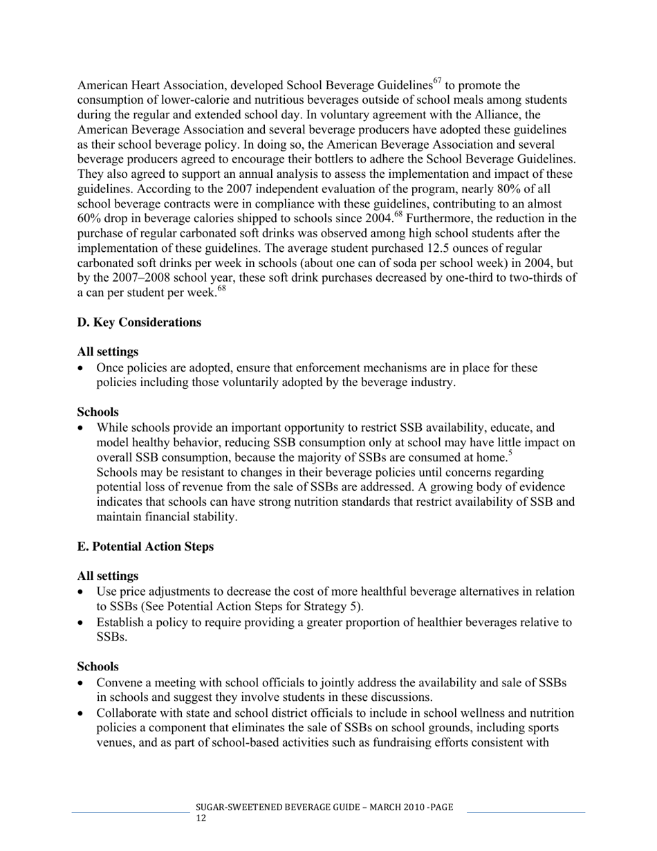 The CDC Guide to Strategies for Reducing the Consumption of Sugar-Sweetened Beverages, Page 12