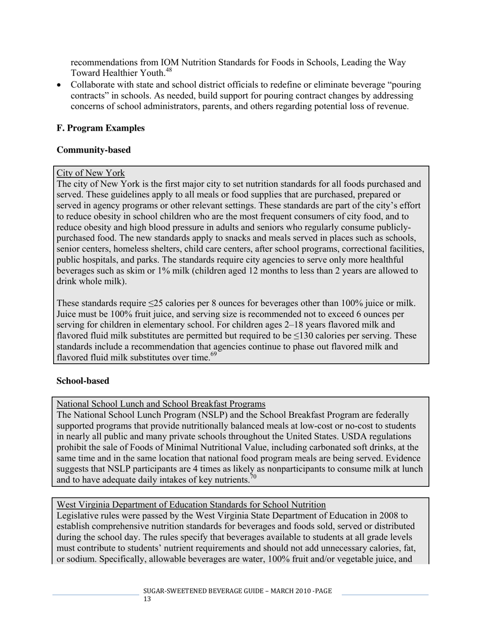 The CDC Guide to Strategies for Reducing the Consumption of Sugar-Sweetened Beverages, Page 13