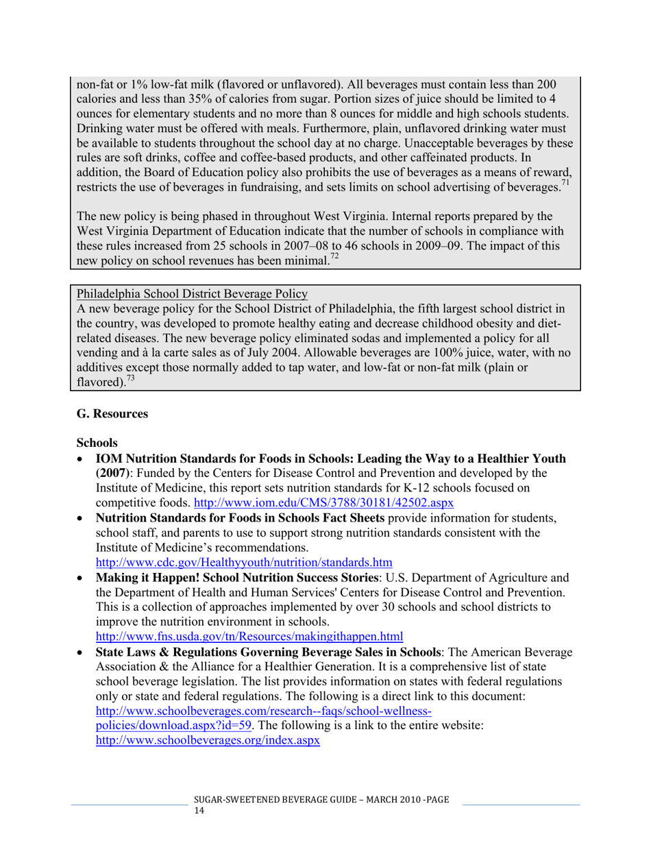 The CDC Guide to Strategies for Reducing the Consumption of Sugar-Sweetened Beverages, Page 14