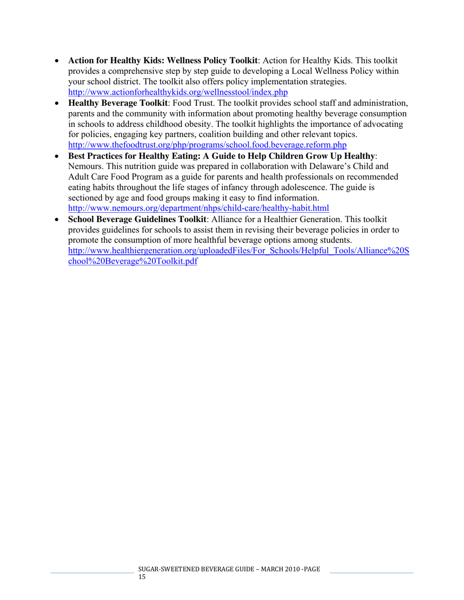 The CDC Guide to Strategies for Reducing the Consumption of Sugar-Sweetened Beverages, Page 15