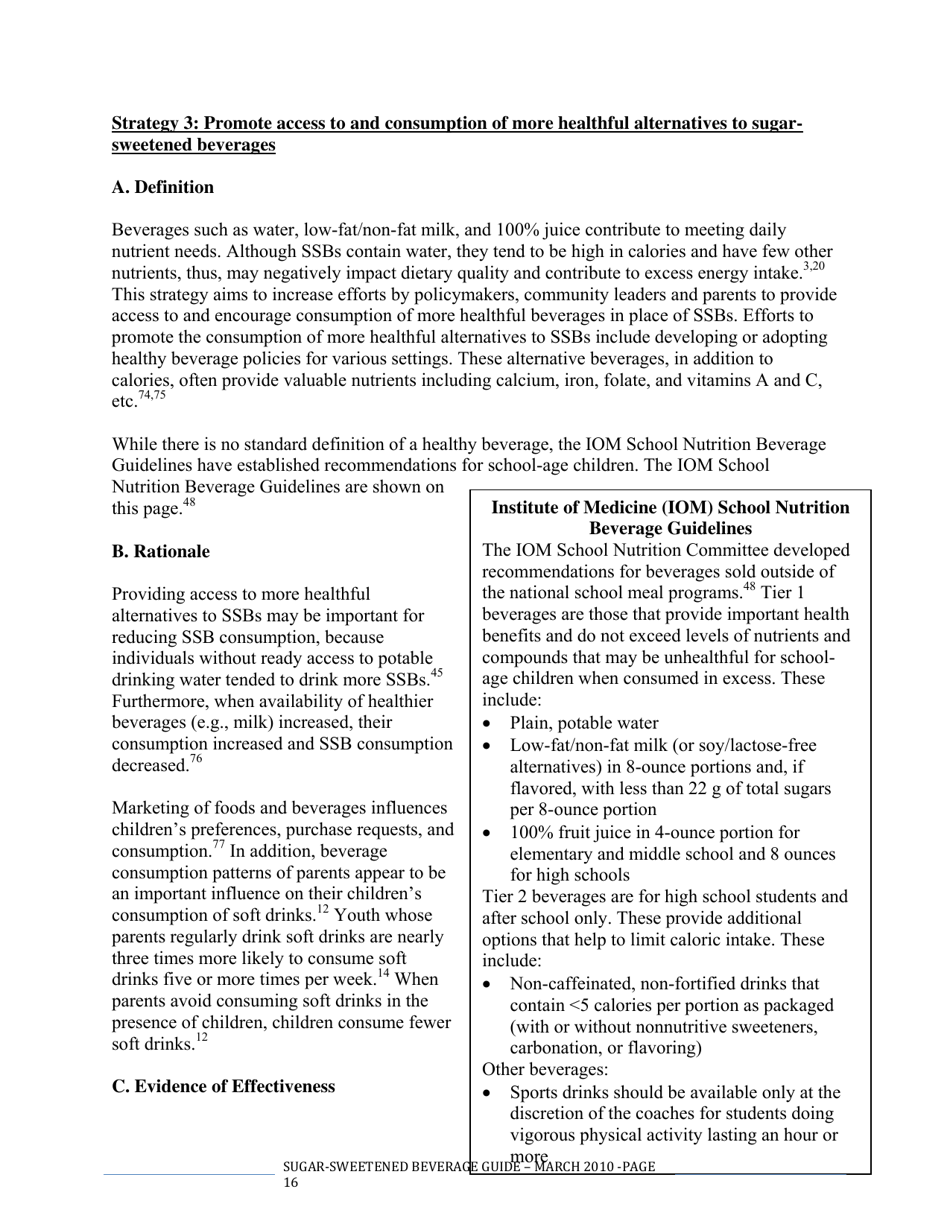 The CDC Guide to Strategies for Reducing the Consumption of Sugar-Sweetened Beverages, Page 16