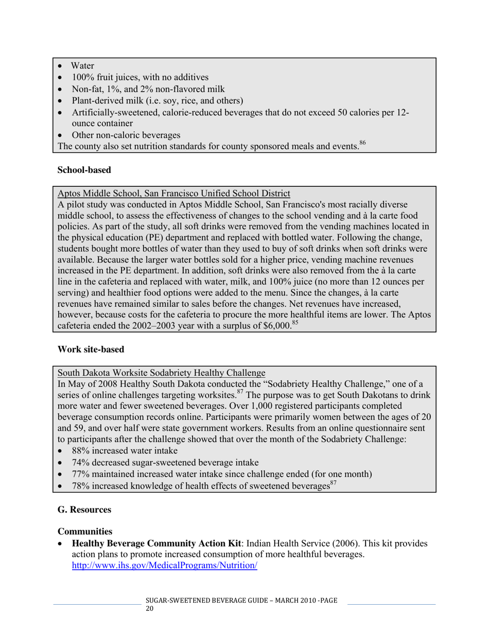 The CDC Guide to Strategies for Reducing the Consumption of Sugar-Sweetened Beverages, Page 20