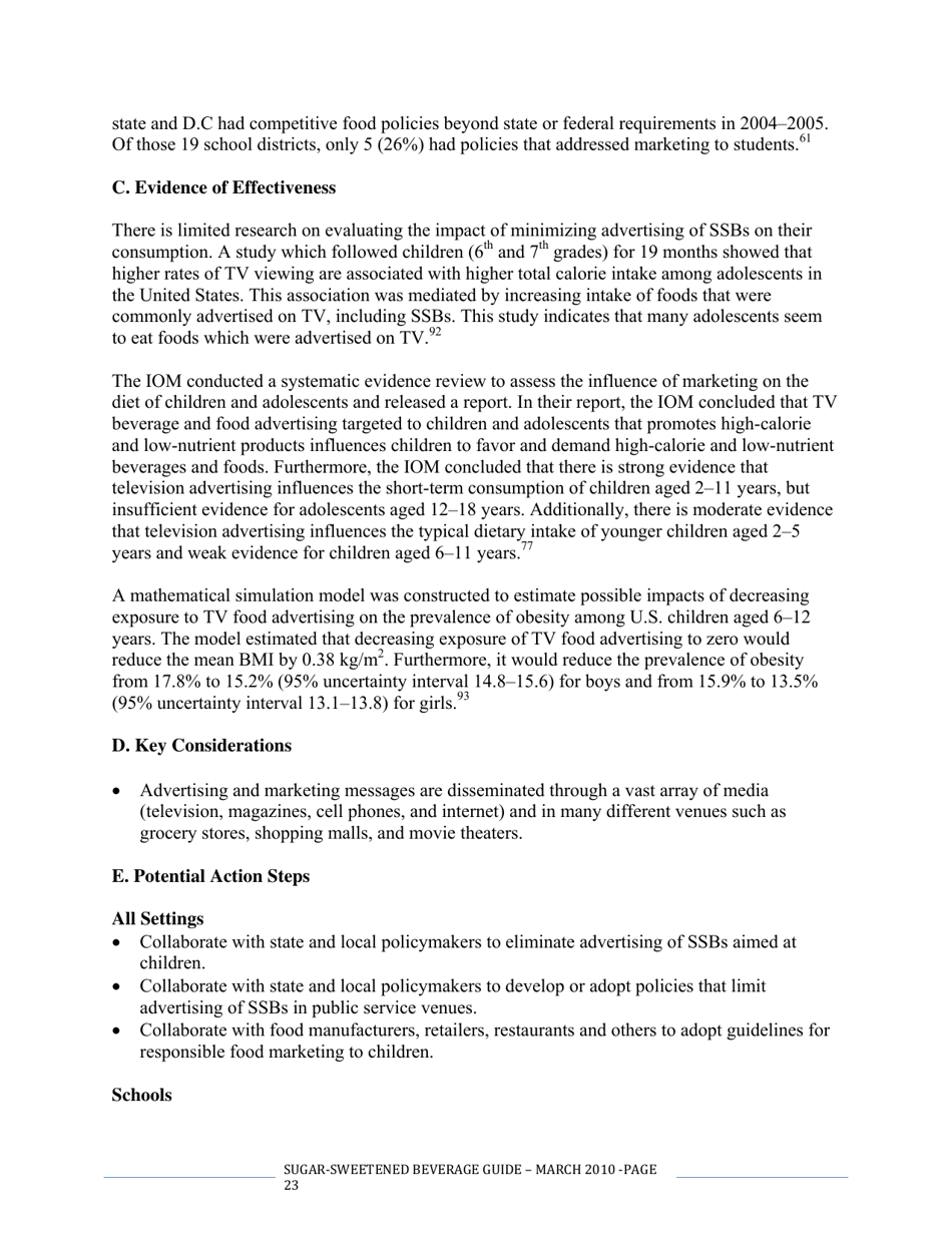 The CDC Guide to Strategies for Reducing the Consumption of Sugar-Sweetened Beverages, Page 23