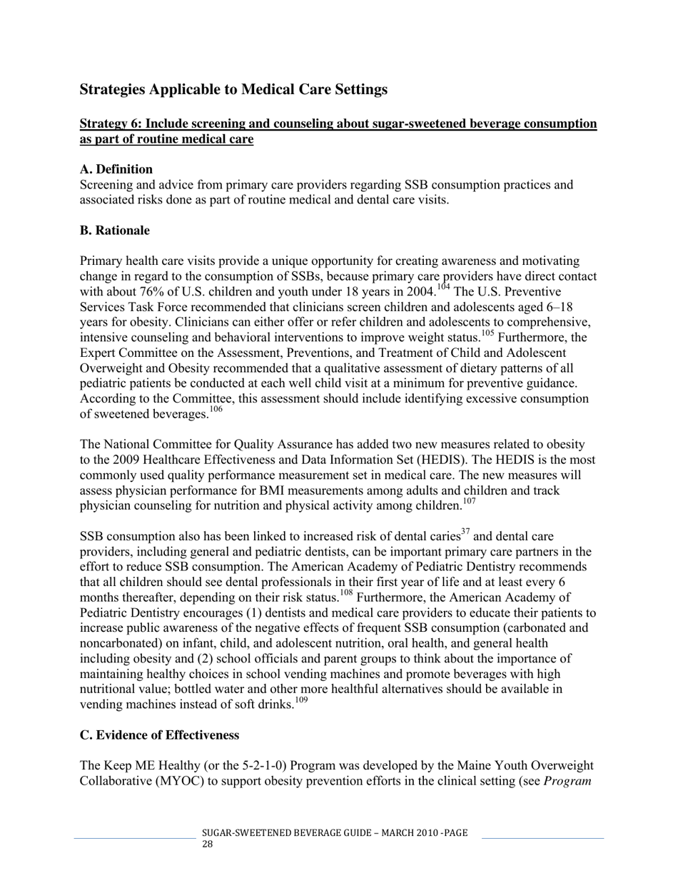 The CDC Guide to Strategies for Reducing the Consumption of Sugar-Sweetened Beverages, Page 28