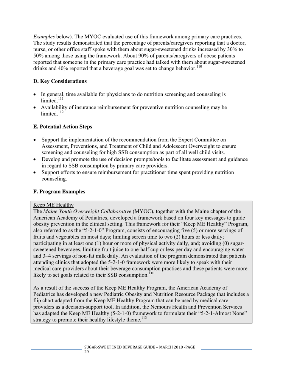 The CDC Guide to Strategies for Reducing the Consumption of Sugar-Sweetened Beverages, Page 29